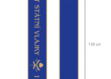 Vyšívaná stuha modrá - 100 let státní vlajky, dodáváme ze sametu či saténu