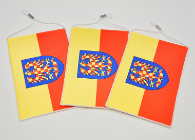 Saténová tištěná stolní vlaječka Moravy - žlutočervená, na zavěšení