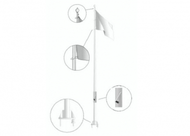 Sklolaminátový dvojdílný vlajkový stožár s vnitřním vedením lanka a sklopnou patkou 