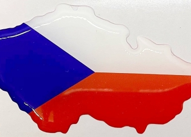 Zalitá 3D samolepka vlajky ČR ve tvaru republiky