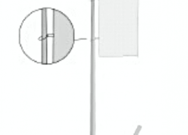 Jednodílný sklolaminátový vlajkový stožár s otočným ramenem