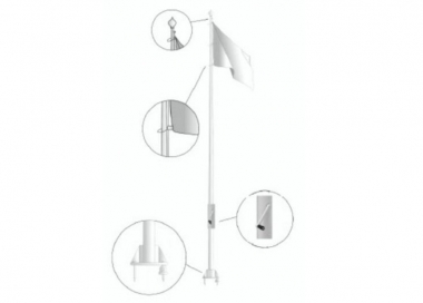 Jednodílný sklolaminátový vlajkový stožár s vnitřním vedením lanka (s klikou)