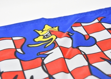 Vlaječka s moravskou orlicí na auto, detail tisku.