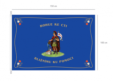 Hasičská tištěná vlajka se sv. Floriánem, KARABINKY