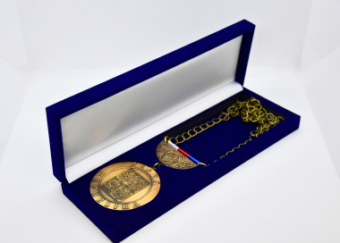 Insignie pro starosty s řetízkem a trikolórou ČR, starozlato