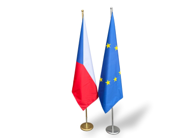 Interiérový stojan s průměrem 28 cm v kompletu s vlajkou ČR, EU nebo kombinací ČR + EU