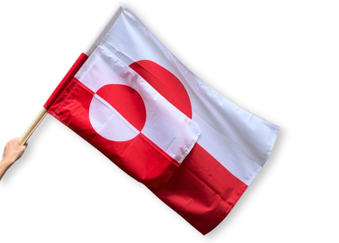 Státní vlajka Grónsko tištěná venkovní, 150 × 100 cm a 40 × 60 cm