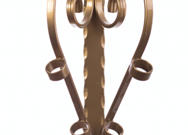 Fasádní držák kovaný pro dvě žerdě, zlaté barevné provedení