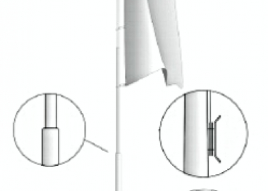 Hliníkový vlajkový stožár STANDART s vnějším vedením lanka a sklopnou patkou, sekční