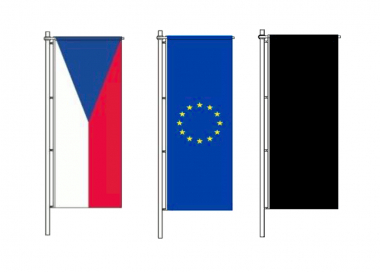 Sada stožárových vlajek ČR, EU, smuteční v rozměru 120 × 300 cm