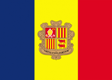 Státní vlajka Andorry tištěná venkovní