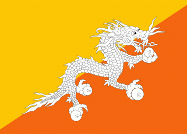 Státní vlajka Bhútán tištěná venkovní