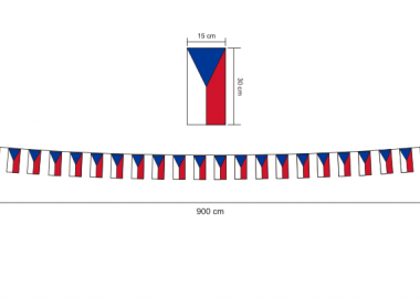 Vlajkový provazec s českými vlaječkami