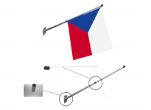 Fasádní hliníkový stožár (žerď) s lakovaným držákem Premium proti omotávání vlajky