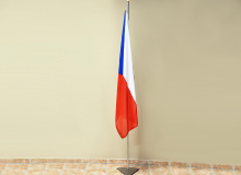 Nerezový vlajkový stojan, žerď s vlajkou ČR