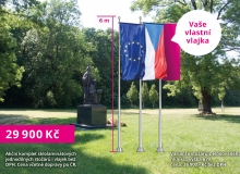 Výhodný set 3 stožárů s otočným ramenem, vlajky ČR, EU a vlajky s vlastní grafikou