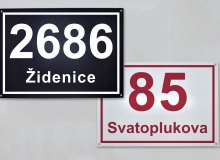 Plastová domovní tabulka s číslem popisným/orientačním dle brněnské normy