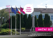 Výhodný set 3 stožárů s vnějším vedením lanka, vlajky ČR, EU a vlajky s vlastní grafikou.