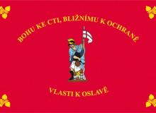 Tištěná hasičská vlajka se svatým Floriánem