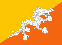 Státní vlajka Bhútán tištěná venkovní